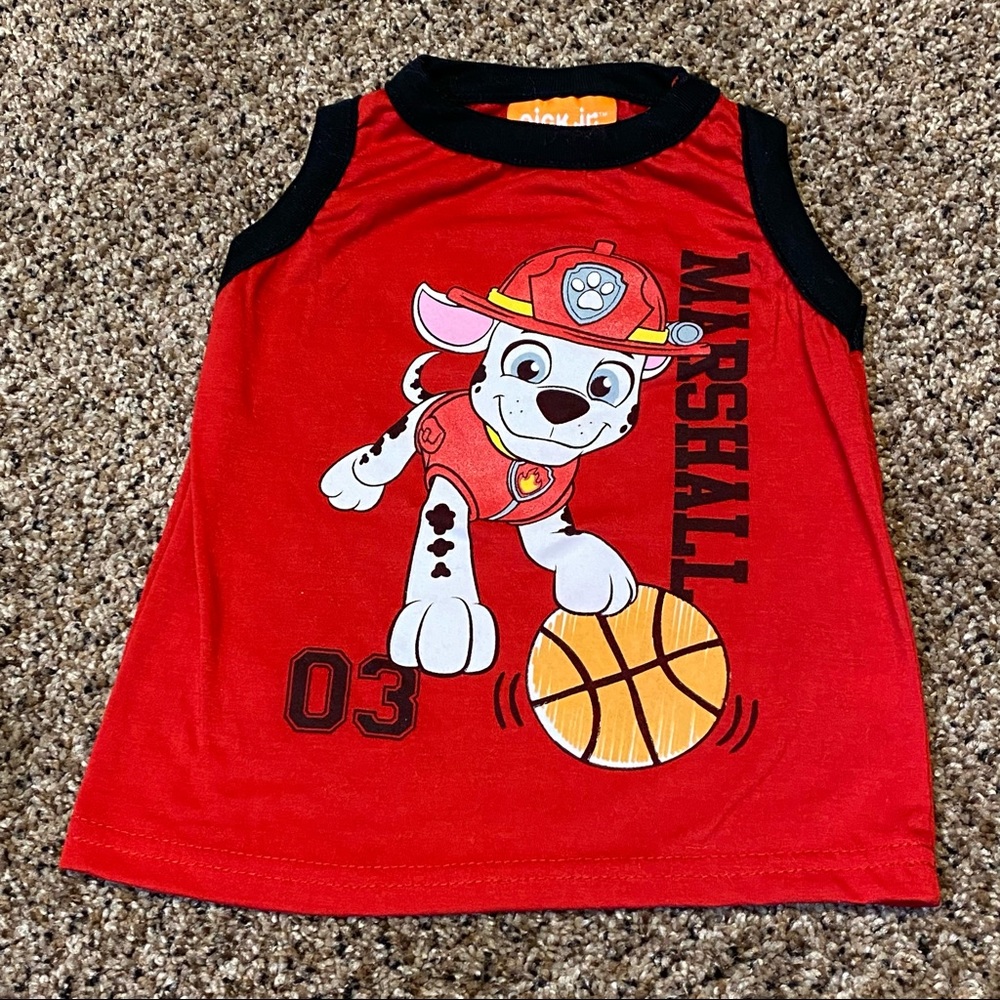 Nick Jr Paw Patrol Marshall Firefighter Basketball Red Tank size 18 mont…
